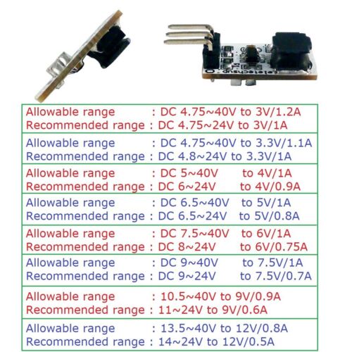 Mini Regulador de Voltaje Buck DC-DC Entrada DC 5-40V Salida 3V 3.3V 4V 5V 6V 7.5V 9V 12V - Imagen 5 de 16
