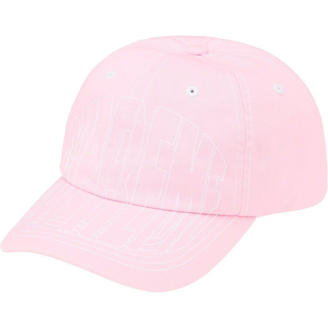 Casquette chapeau à bretelles Supreme Stitch LOGO 6 panneaux SS23 SS23H69 ROSE/BLANC NEUF