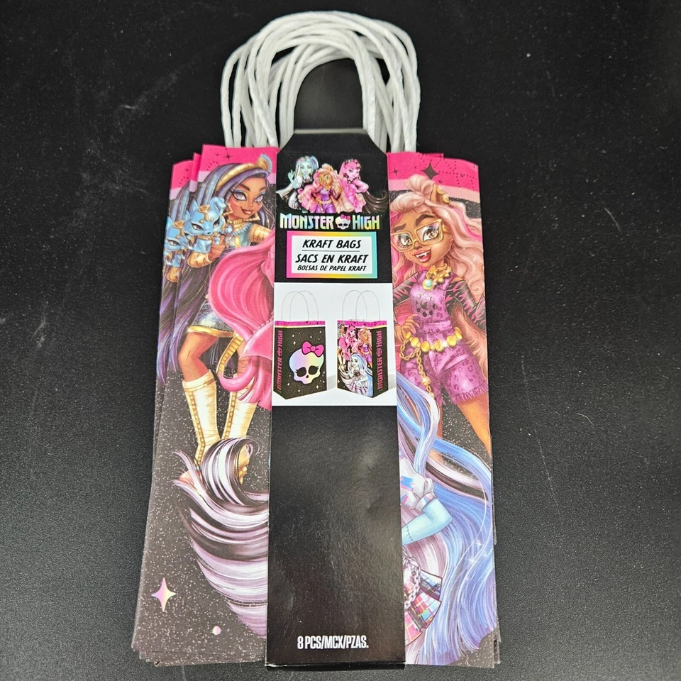 Monster High Party Supplies Set 8 Gift Kraft Bags Plates 16 Napkins NEW - Image 2 of 4
