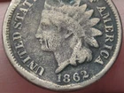 1862 Copper Nickel Indian Head Cent Penny- Good/VG Details