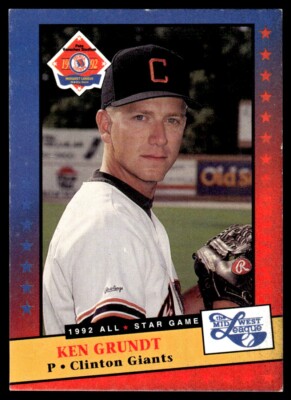 1992 Midwest League All Stars Ken Grundt Clinton Giants #20 EX-MT