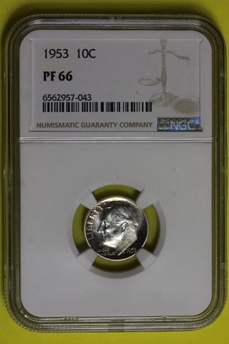 1953 Proof NGC PF66 Toned Roosevelt Dime 10c #B38072