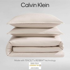 NEW Calvin Klein - Queen Duvet Cover Set, Luxuriously Soft Percale Bedding