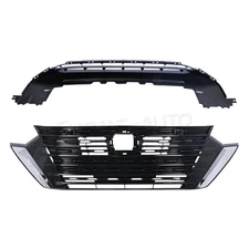 For 2024-2025 Nissan Sentra S SV Front Bumper Upper Grille & Lower Grille Black