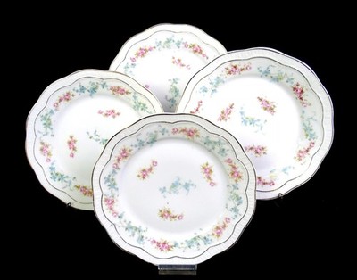 ZS&CO Zeh Scherzer Bavaria Porcelain Floral 4 Antique 8.12'' Salad Plates 1880-