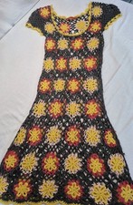 Urban Mango Crochet Dress  Size S/M Granny Square Boho Festival 70s