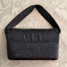 Vintage 1940-50s Black Beaded Evening Purse/Handbag