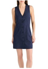 Steve Madden Women's Pinstripe Dress Size L Navy