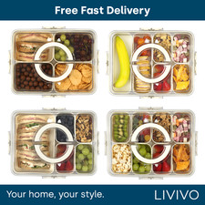LIVIVO Airtight Food Snack Storage Box with Removable Trays & Snap Lock Seal