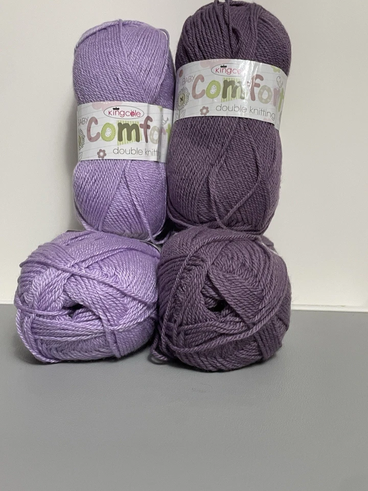 King Cole Baby Comfort DK Yarn: 4 Skeins 100g Ea. Colors: 2 Ea Plum & Smoothie - Image 3 of 4