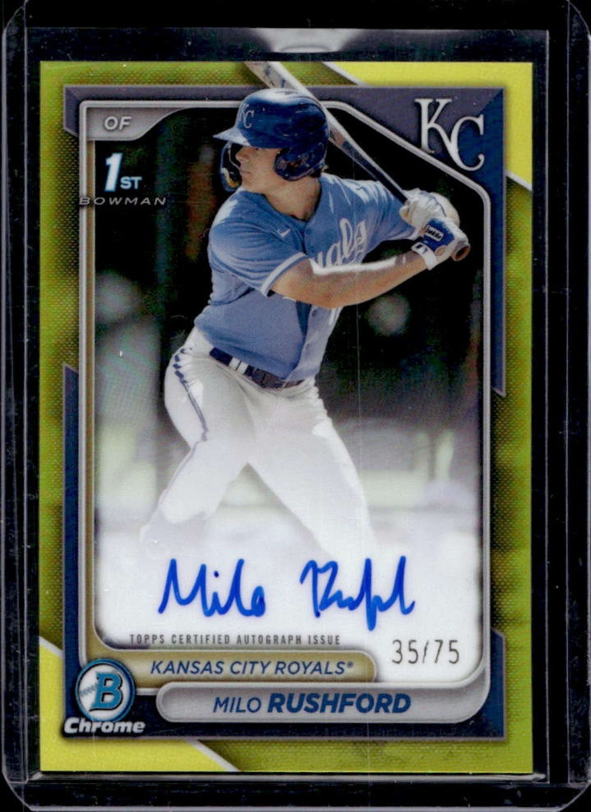 2024 Bowman Chrome Milo Rushford Auto Yellow Refractor 1st #35/75