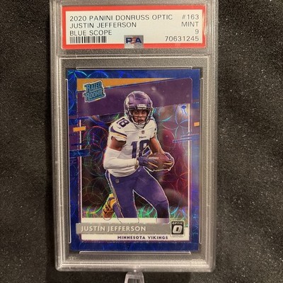 2020 Donruss Optic Rated Rookies Justin Jefferson #163 Blue Scope Prizm PSA 9