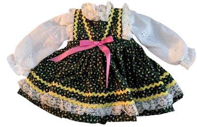 Vtg Mary Hoyer Doll Pinafore Dress 14  Doll Fits Toni Sweet Sue Black Eyelet 