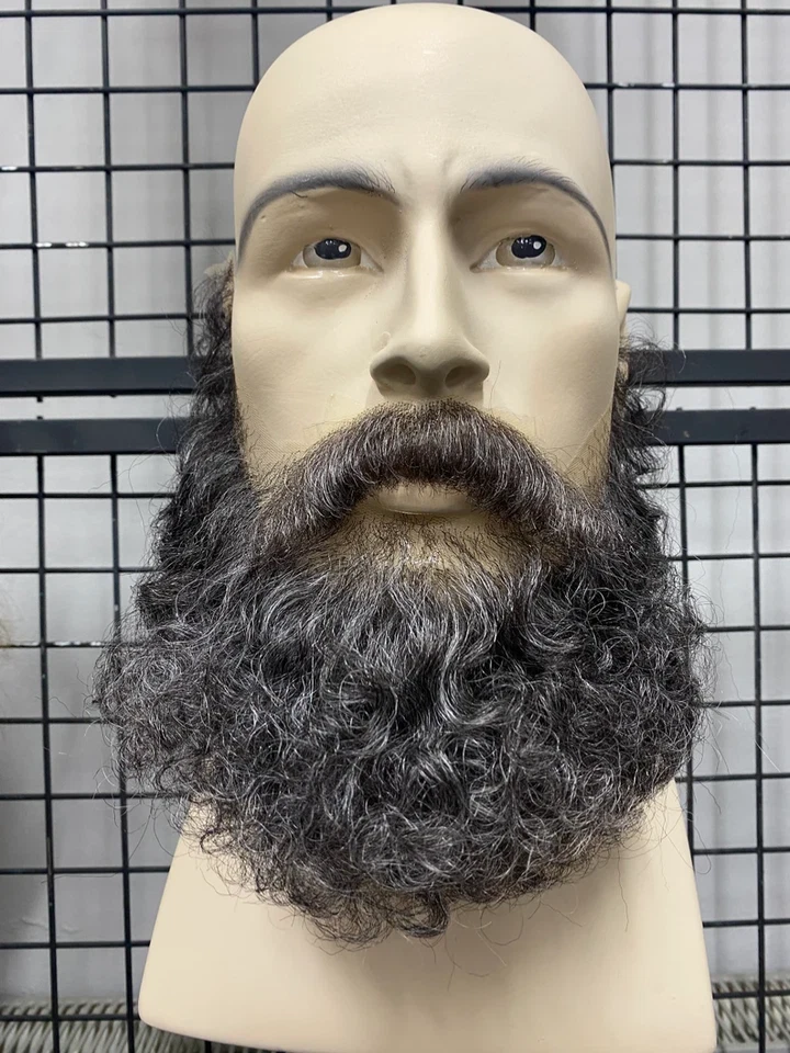 Juego realista de barba y bigote falso. Cabello humano, anudado a mano. Cosplay, TV Foto 3 de 3