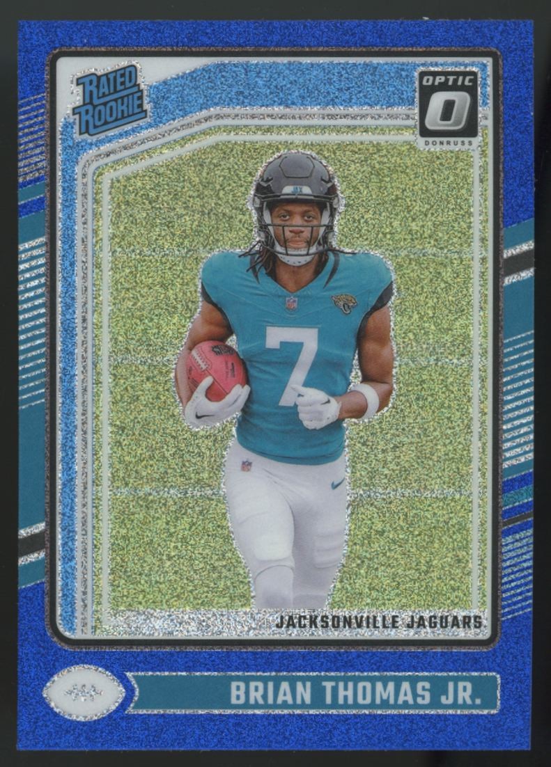 2024 Panini Donruss Optic Brian Thomas Jr. RC Rated Rookie Blue Glitter #214