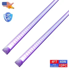 12 Pack UV Led Black Light Bar 4Ft 40W T8 Integrated Fixture Club Lighting Stage