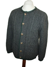 Herren Trachtenjacke Walkjacke Gr 48 Grasegger Wolle Grau Zopf Strick