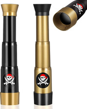 2PCS Plastic Pirate Telescope Toy Adjustable Monocular Bronze Black