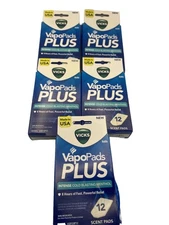5 Boxes ~Vicks VapoPads Plus Refills  Intense Cold Blasting Menthol 12 pads Ea