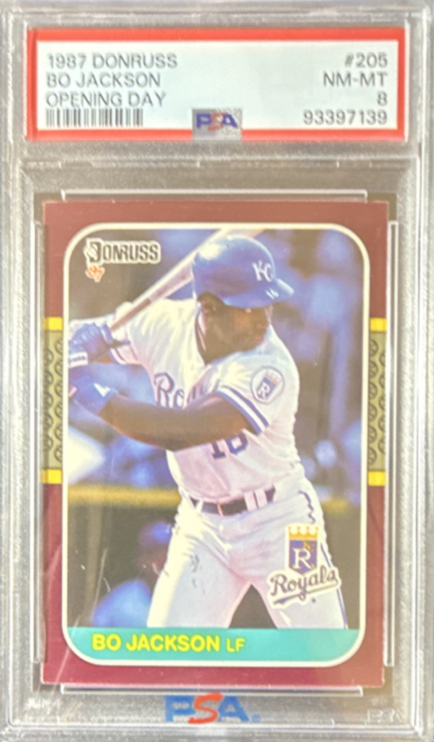 1987 Donruss Opening Day Bo Jackson #205 PSA 8 Kansas City Royals Rookie