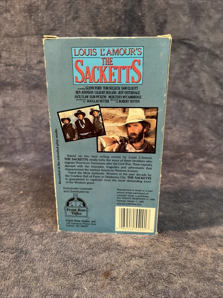 The Sackets Louis L'Amour's 1990 VHS 2 TAPE Tom Selleck, Glenn Ford & Sam Elliot - Image 3 of 4