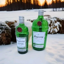 Two Empty Bottles of Tanqueray London Dry gin. 750mL /1.75Lts