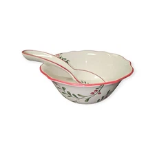 Better Homes & Gardens~ Mistletoe Serving Bowl & Spoon~Heritage Collection