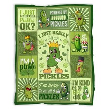 Pickle Blanket, Funny Pickle Gifts for Kids, I Just Really Like Pickles Theme...
