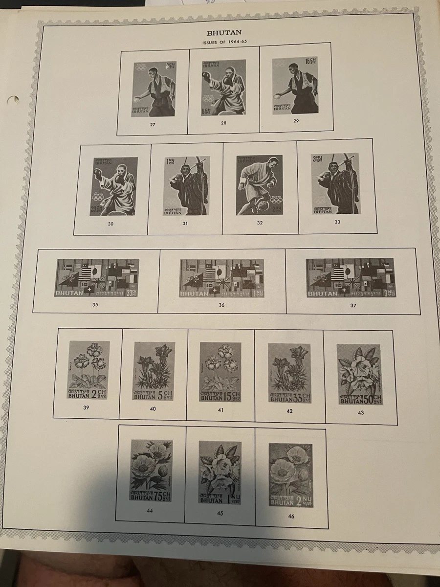 Minkus Specialty Stamp Album Bhutan Pages only, No Binder, No Slipcase to 1984