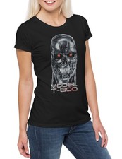 T-shirt da donna modello Skullhead Cyborg Cyberdine Systems T-800 Skynet Movie Connor