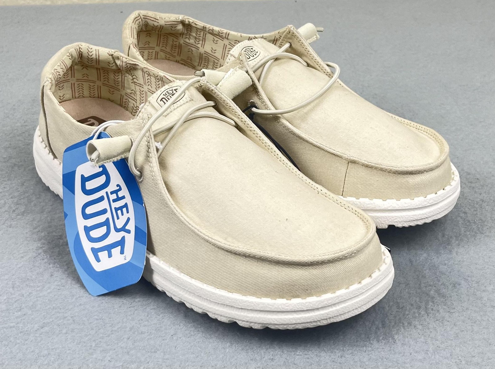 Hey Dude Wendy Stretch Canvas Shoes Womens Size 10 Off White Casual New w/Tags