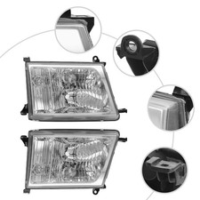 Pair For 98-05 Toyota Land Cruiser 100 Headlights Halogen Head Lamp Set Lh Rh