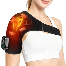 Cordless Shoulder Heating Pad with Massage, Shoulder Massager with Heat Black