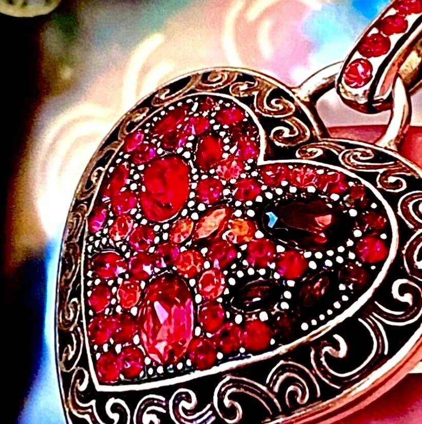 COLLAR CORAZÓN CRISTAL BRIGHTON VOYAGE TONOS BAYAS ROJAS CRISTAL SWAROVSKI LN+BOLSO✨VTG Foto 2 de 4
