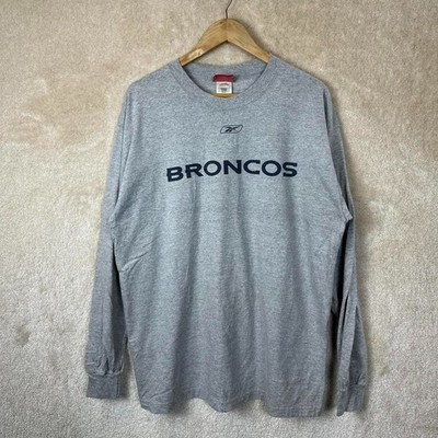 Reebok Denver Broncos Langarm T-Shirt Herren Medium Grau Pro Sport Athletic