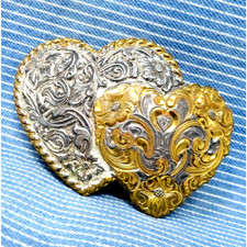 Western Hearts Belt Buckle Cowgirl Country Love Bronze Vtg 80s Crumrine .GTA522