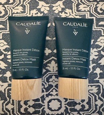 2 X CAUDALIE INSTANT DETOX MASK - TRAVEL SIZE 35ml / 1.1oz Each BRAND NEW SEALED