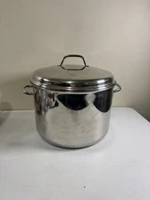 FARBERWARE 16qt Stock Pot Stainless Steel Aluminum Clad W/ Lid  USA