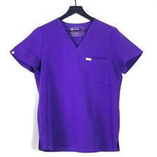 FIGS Women Technical Collection Top Purple V-Neck Front Chest Pocket Size Small