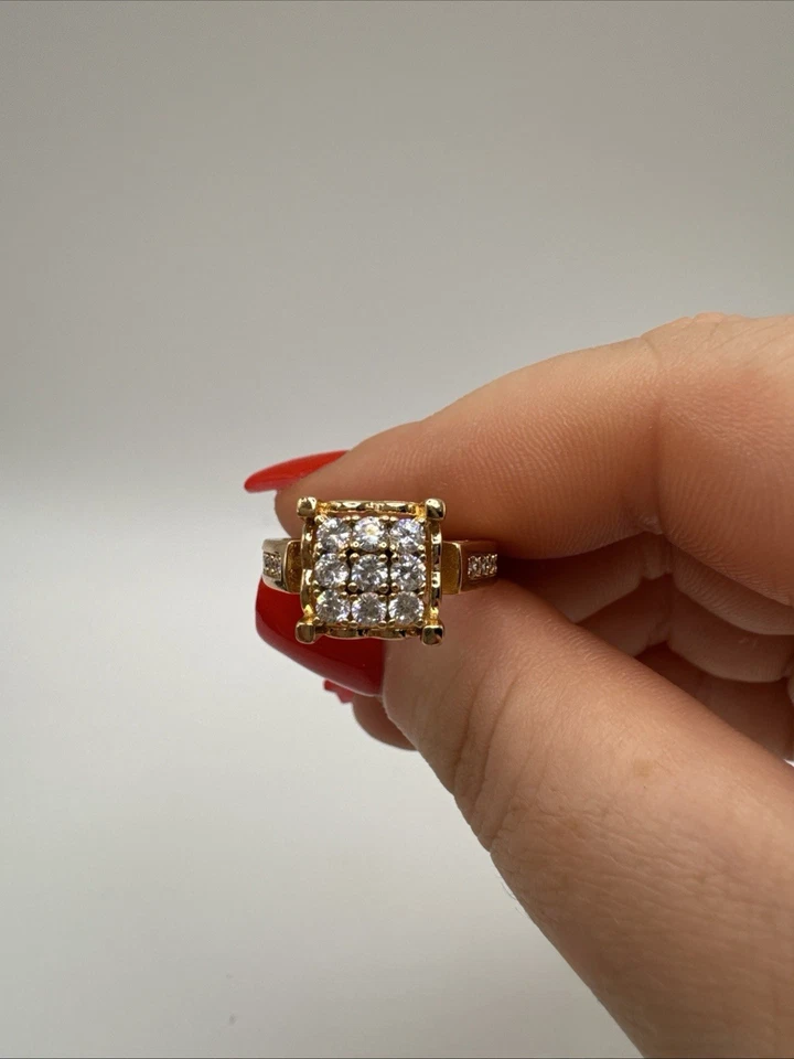 Ring 14 kt Gelbgold Walzgold/Gold gefüllt natürlicher Zirkon Größe O Geschenk - Bild 2 von 4