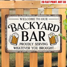 Metal Welcome Sign Aluminum 12x8 Inch Vintage Farmhouse Beer Mug Decor