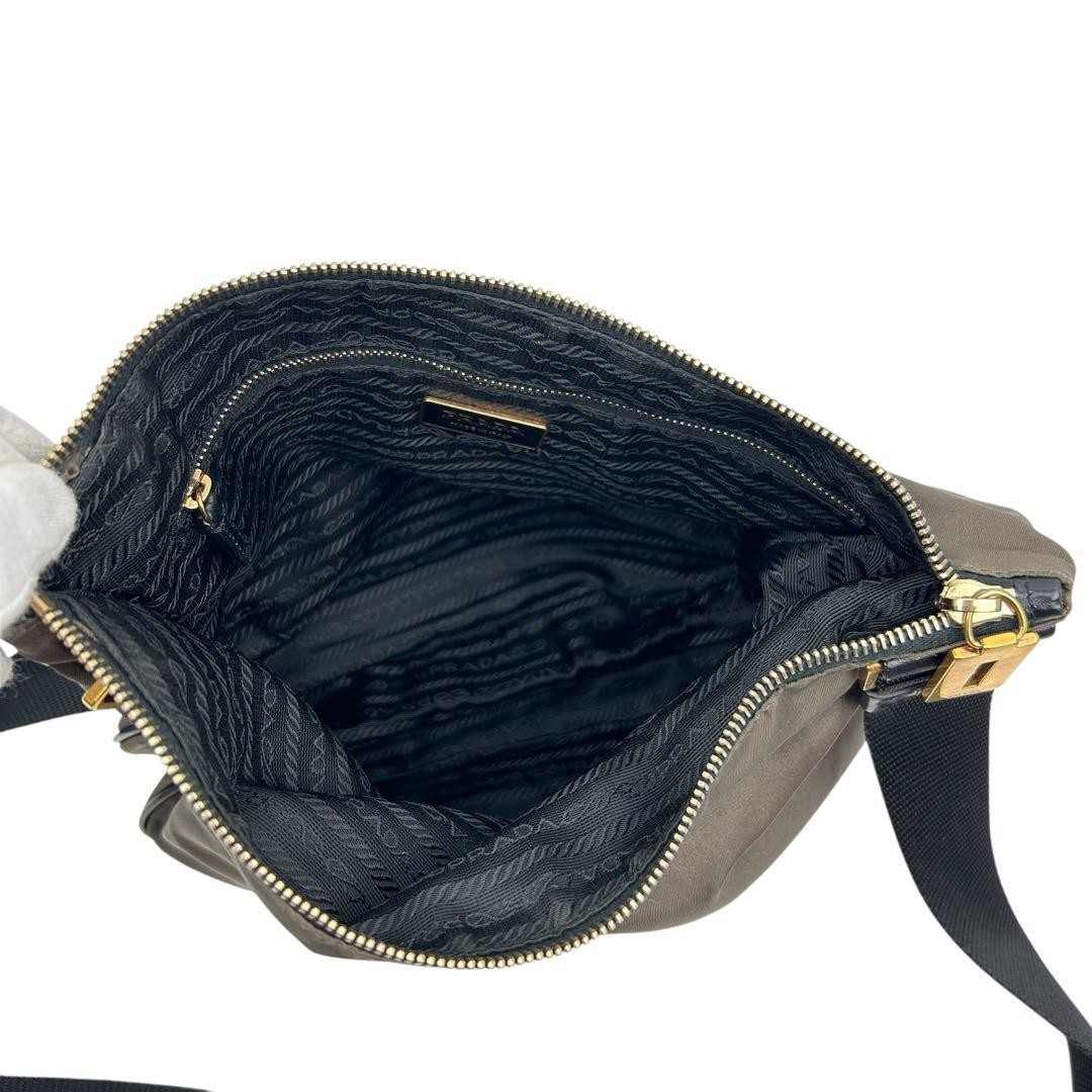PRADA Nylon Shoulder Bag Triangle Logo Gold Hardware Brown Vintage Crossbody thumbnail 10