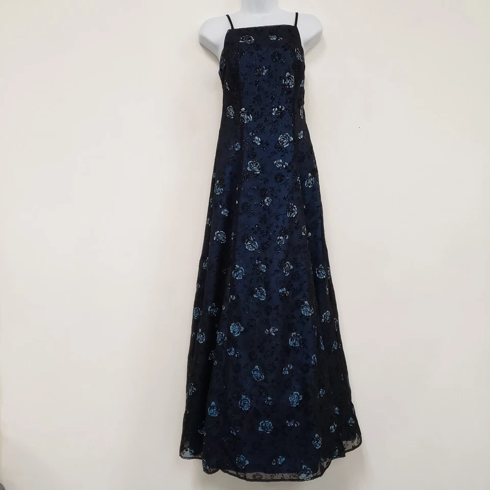 Morgan And Co Vtg Y2K Velvet Burnout Whimsigoth Maxi Dress Size XS Gown Floral - Image 2 of 4