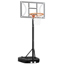 Kids Basketball Hoop with 32IN Backboard, 3-9FT Adjustable Height Outdoor Swi...
