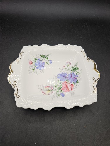 VTG. Royal Albert Square Dish w/Florals & Gold Trim - Picture 2 of 6