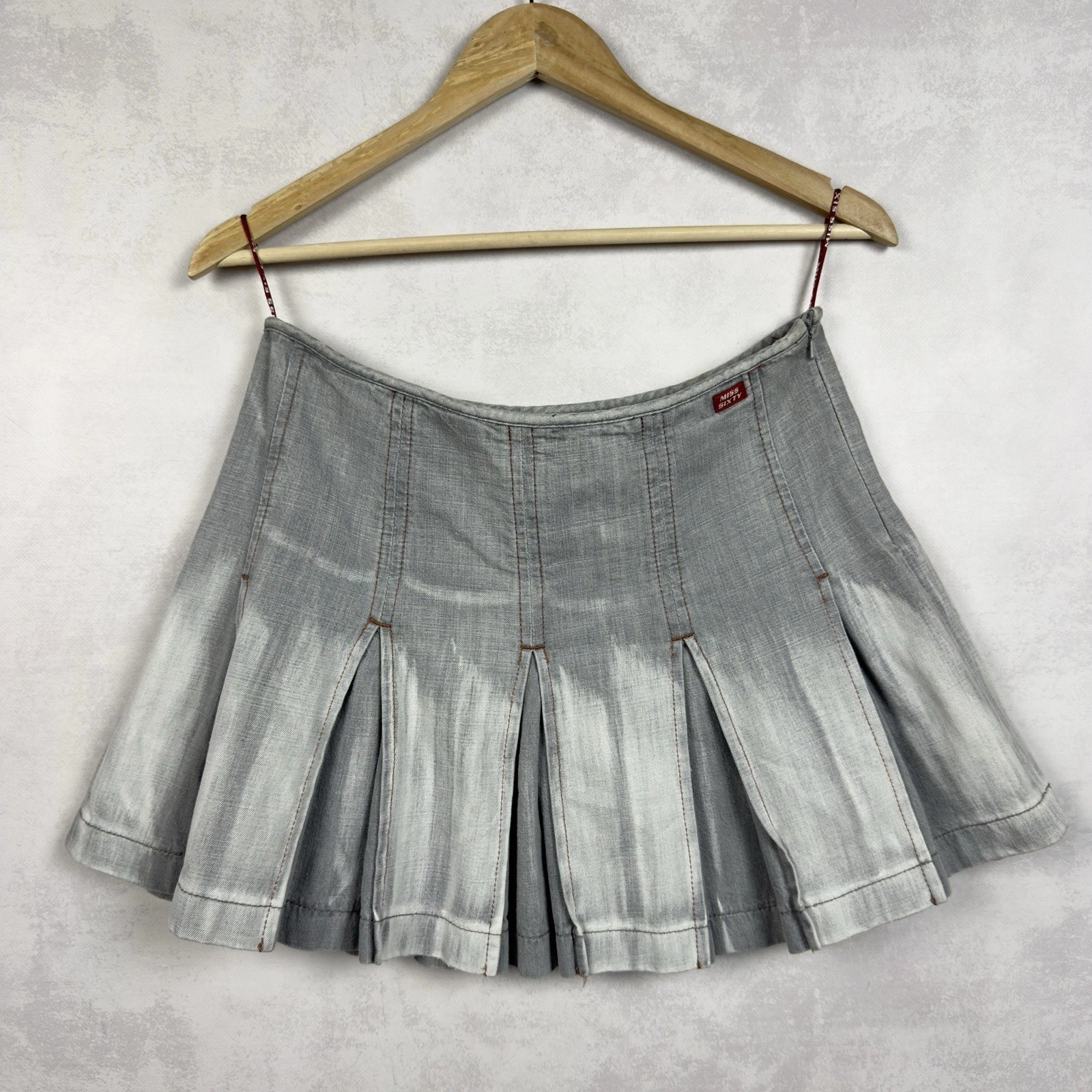 Vintage Y2K Miss Sixty Gray Cotton Mini Skirt Size M Rare