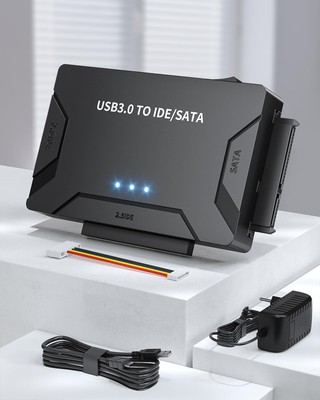 USB 3.0 to IDE/SATA Adapter, External Hard Drive Reader, Universal 2.5''/3.5'' ...