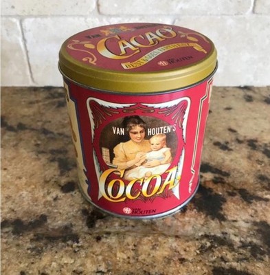 Vintage Factory Sealed Van Houten s Cocoa Tin F.R. Germany Net Wt 8.8 Oz