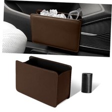 Car Trash Can, Auto Leather Trash Bin Garbage Organizer Holder with One Brown