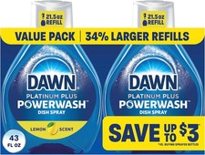 Powerwash Lemon Dish Spray Liquid Dish Soap 2 Refills 43 Fl Oz 0.36 per fl oz